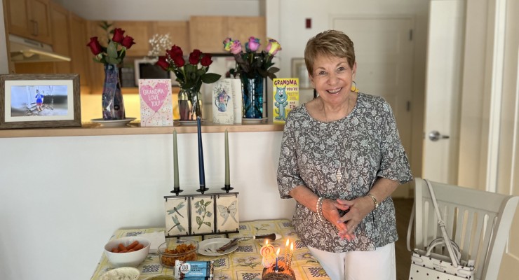 Shillman House resident Geri Weinstein in her apartment