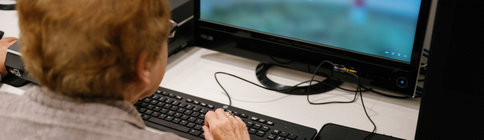 Resident working at a computer