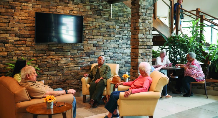 Residents in Shirley Meadows lobby