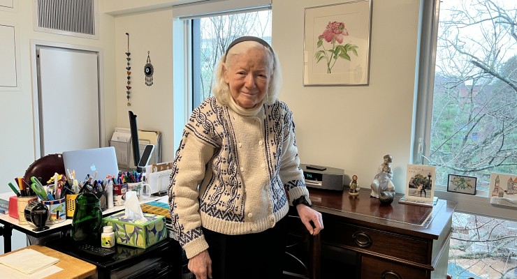 Shlomit Mintz inside her Newton apartment