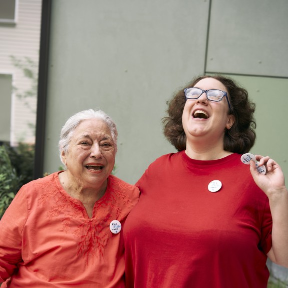 2Life resident and staff member connecting