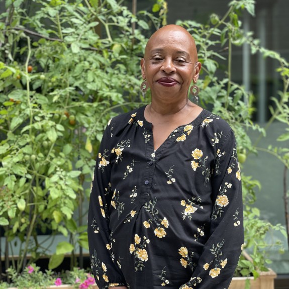 Katherine Wilkins inside Brookline's Brown Family House