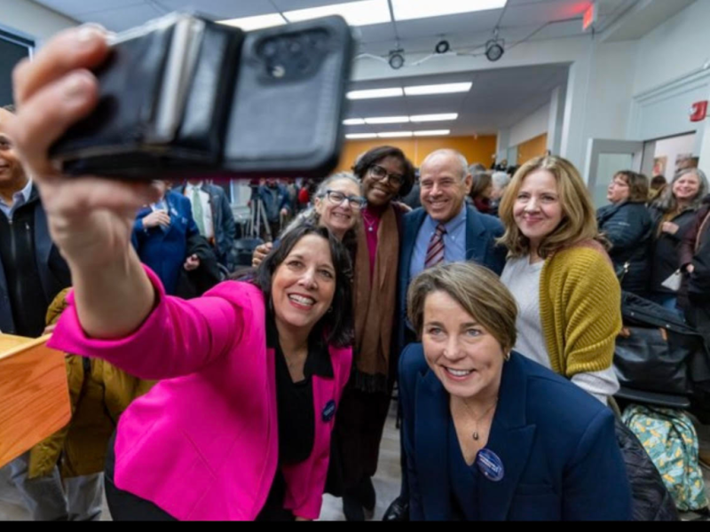 Governor Maura Healey, Lt. Governor Kim Driscoll, project partners David Solimine and Magnolia Contreras, and 2Life's very own Amy Schectman and Lizbeth Heyer