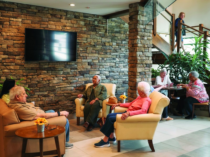 Residents in Shirley Meadows lobby