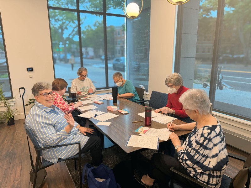 Postcard writing party at Brown Family House