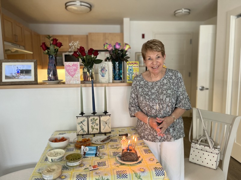 Shillman House resident Geri Weinstein in her apartment