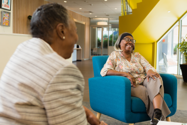 2Life Residents Laughing in Weinberg Lobby