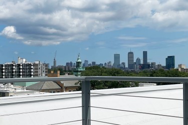 View of a skyline from a rooftop