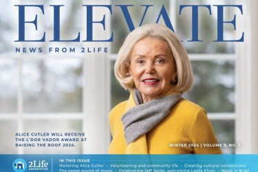Cover of the Spring 2024 issue of Elevate, featuring a photo of Alice Cutler, future L'Dor VaDor award recipient