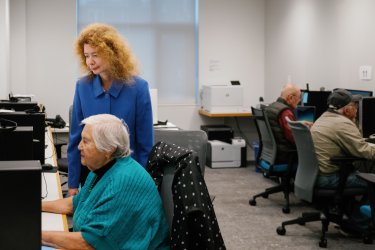 Anna Verbuk in technology lab